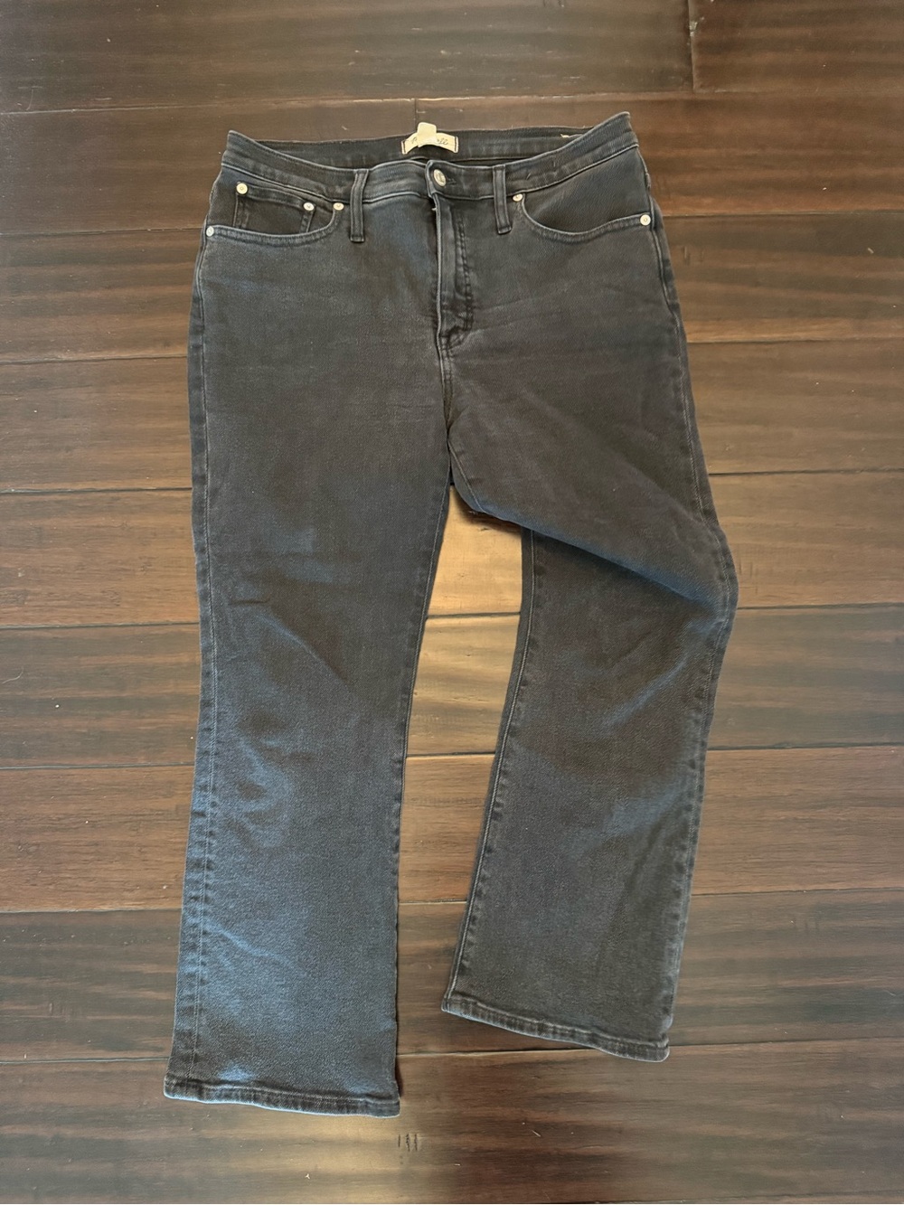 Madewell Black Wash Jeans - Mid Rise Kick Out Jeans